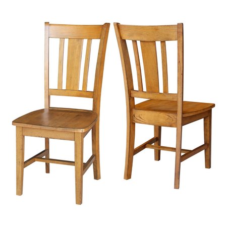 INTERNATIONAL CONCEPTS Set of 2 San Remo Splatback Chairs, Pecan C59-10P